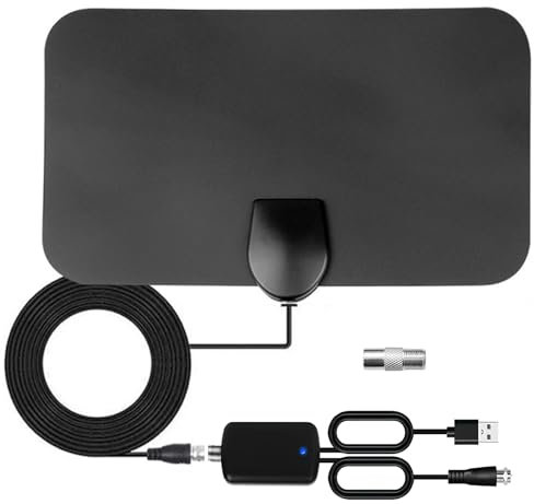 TV Aerial Digital Indoor 120+ Miles Long Range,TV Antenna Freeview Support Amplified 4K 1080P HD VHF UHF All Smart TV's with Signal Booster and 11.5ft Coax Cable Suitable for Local Home Channels