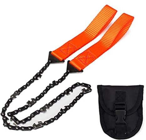 Jorzer Pocket Chainsaw Folding Camping Saw Survival Saw Hand Rope Saw for Outdoor Camping Tool 11 Teeth Orange