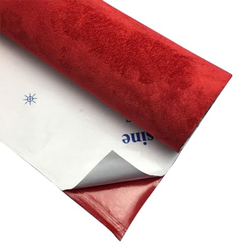 Self-Adhesive Suede Look Car Wrap Interior Upholstery - High Elastic Automotive Film for Furniture, Sofas (Red, 50 x 149 cm)