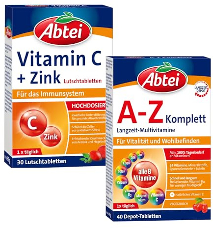 Abtei Vitamin Duo – Set bestehend aus 1x A-Z Komplett und 1x Abtei Vitamin C + Zink – Unterstützung für das Immunsystem