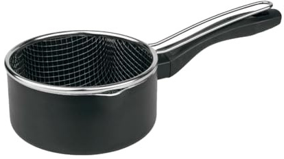 AC - Cazo de inducción Antiadherente con Cestillo Freidor - Fabricado en Aluminio - Apto para inducción, Gas, Electricidad y vitrocerámica - Ø 16 cm
