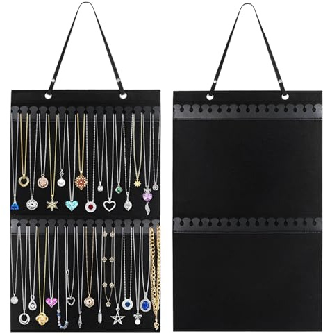 Organizador de joyas para colgar en la pared y almacenamiento, organizador de collares colgantes, organizador de collares para puerta de armario, soporte de joyería para collar, pulsera, aretes,