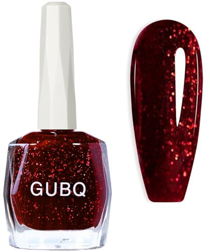 Glitter Nail Polish,Wine Red Glitter Nail Varnish,Burgundy Shimmer Holographic Nail Polish,Burgundy Red Nail Varnish Long Lasting & Quick Drying Nail Polish Gel for DIY Nail Art Manicure at Home