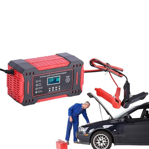 Cargador de batería automotriz, cargador de batería automático - Cargador portátil de batería para automóvil 12V 6A - Cargador de batería para coche eléctrico, cargador de mantenimiento, mantenimiento