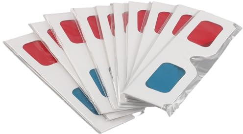 Orolotay 3D Brille, 10 Paar Stereo Objektive Aus Rotem und Blauem Papier für Filme Set 3D Brille Aus Anaglyphen Papier