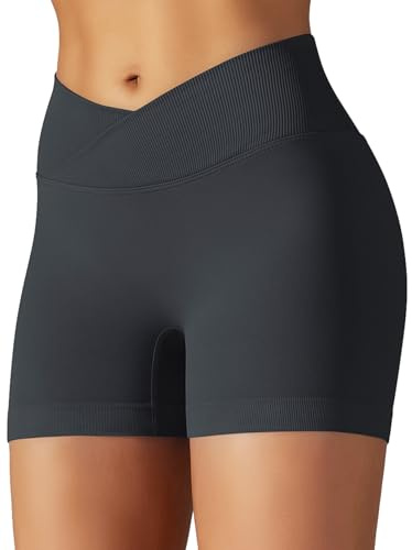 JTSONN Pantaloncini Palestra Donna V Cross Pantaloni Sportivi Corti Vita Alta Lifting Glutei Yoga Shorts Running Allenamento Leggins Corti Ciclisti Fitness Hotpants