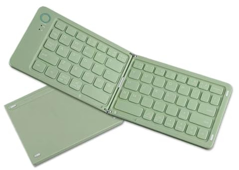 Faltbare Tastatur- und Mauskombination, 67 Tasten Magnetische Bluetooth -Tastatur mit Scherenstock, Kompakte Maus, Tri System Universal für Telefon -Tablet -Laptop (Green)