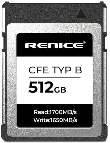 RENICE Scheda di memoria CFexpress tipo B da 512 GB NVMe PCIe 3.0 TLC Flash Memory Card Max Lettura 1650 MB/s