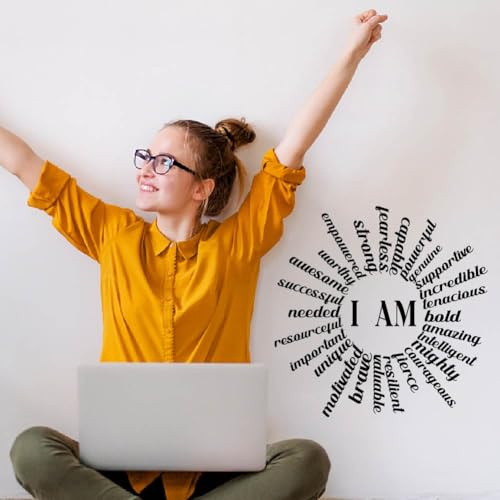 SUPERDANT Motivational Wall Sticker Black Inspirational Wall Decals Inspirational Quotes Peel and Stick Vinyl Art Decor Positive Wallpaper Decals for Livingroom Bedroom Nursery Offices Decor
