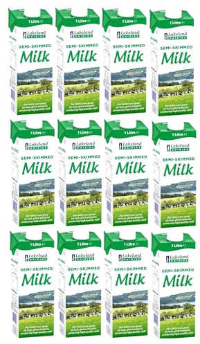 Lakeland Long-life Semi Skimmed UHT Milk, 1L (Pack of 12)