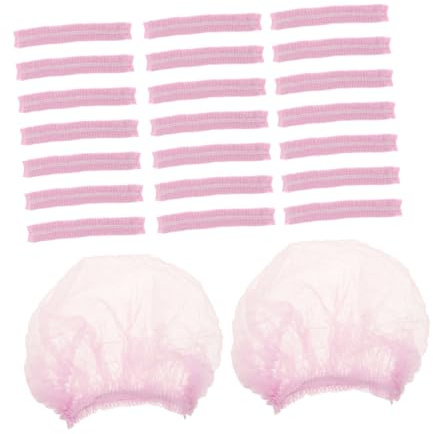 minkissy 100 Stück Haarausfalldichtes Kondom Haarnetze Food-service Haarnetz-gastronomie Einweg-haarkappen Einweghaarkappe Zum Kochen Einweg-haarnetz Netzhaarnetze Netz Für Haare Vlies Rosa