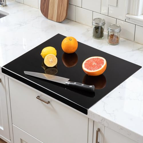 Gracenal Acryl Schneidebrett Groß, Cutting Board, 60x45cm Schneidebrett Kunststoff Schwarz, Schneidebretter Rutschfest mit Lippe, Alternativen Küchenbrett Durchsichtig, Geschenk Küche Küchenutensilien