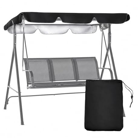 Patio Swing Canopy Replacement Top, 65x45/75x45/78x47 Outdoor 2/3 Seater Porch Swing Canopy Cover, Reinforced Edges Rip Proof UV Block Sun Shade 420D Waterproof for Garden Yard Park Porch Seat (75x45)