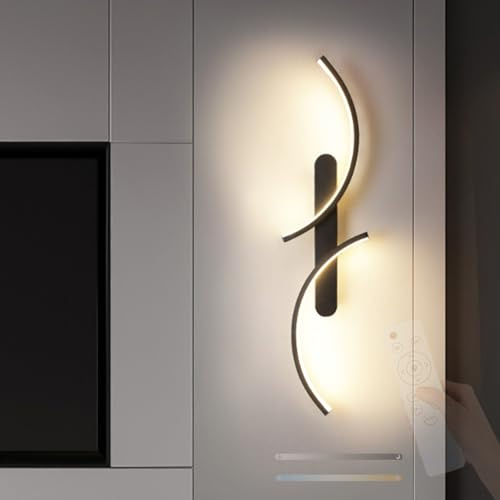 TZSMUM LED Interno Moderno Vägglampa med Fjärrkontroll Vägglampa 2700K-6500K Dimmbar Vägglampa Aluminium/Böjd Design för Sovrum (Höger, 80cm)