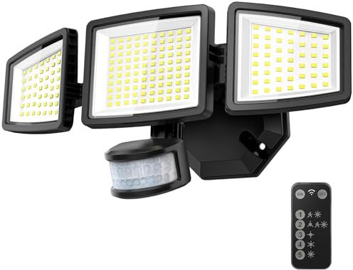PURICH LED Security Lights Motion Sensor Light Outdoor, 7000LM, 6500K, Waterproof, Flood Light Outdoor Motion Detector with Adjustable 3 Head, Hardwired Wall Light for Entryway, Yard, Garage