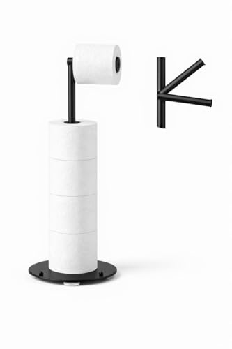 Porta Rollos de Papel Higiénico de Pie | Acero Inoxidable Negro Mate