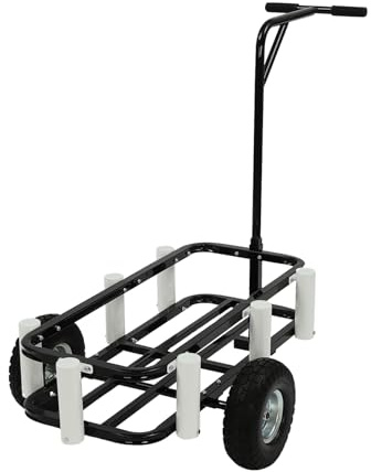 Angelwagen Strandangelwagen Aluminium Transportwagen Angel Trolley mit 2 Rutschfester Vollgummireifen 90kg Gewichtskapazität