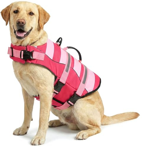 ASENKU Schwimmweste Hund,Hundeschwimmweste L für mittelgroße Hunde – Rettungsgriff & Auftrieb, Sicherheitsweste mit verstellbarem Brustgurt + Reflektor, für Bootfahren, Baden und Wassersport