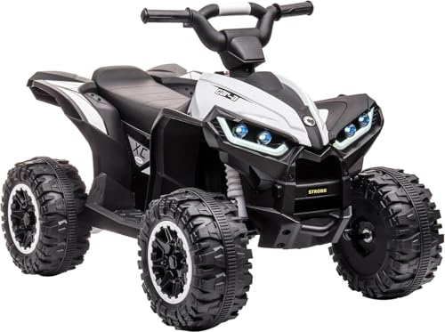 Quad Elettrico Bambino 12v Con Telecomando Parentale,Portatore Bambini Motore Quad Con 2 Velocità Regolabili, Musica, Corno e Fari LED | Auto Elettrica Tutto Terreno Per Bambini 3-8 anni(Bianco)