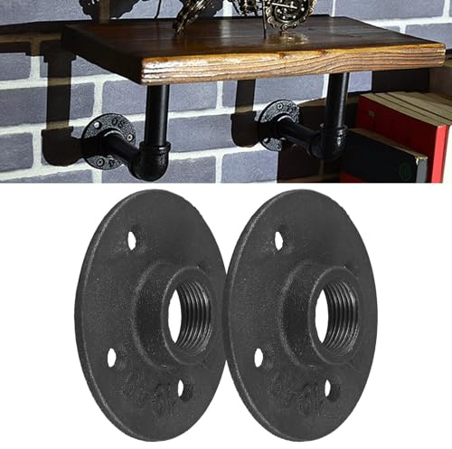 1,9 cm schwarz lackierter Eisen-Bodenflansch, 2 Stück mit 4-Schrauben-Gewinde-Design für sichere Rohrverbindung, 80 x 80 x 25 mm, kompakte Sanitärarmatur
