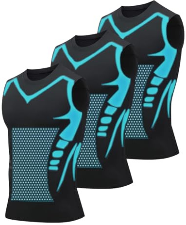 Lot de 3 Gilet Modelant Ionique Nouvelle Édition, Matière Soie Glacée Ultra Respirante Conçue pour Les Hommes Recherchant Le Corps Parfait,Débardeur de Compression Homme