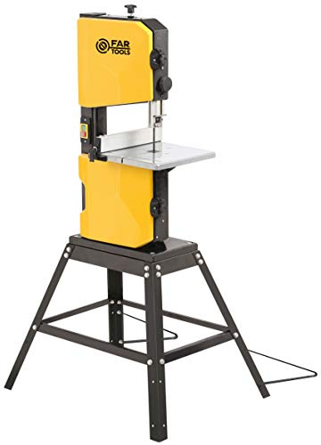 Fartools Scie à Ruban 420W, coupe maxi 120x245mm, table 300x300mm alu inclinable à 45°, vitesse rotation 1400tr/min, molette réglage de tension