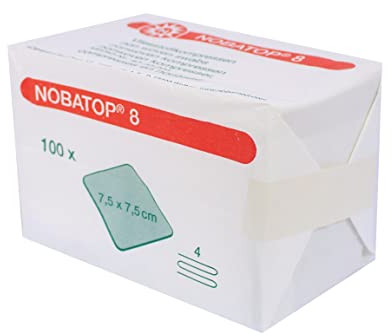 2000 Stück Vlieskompressen Nobatop 8 (4-fach) oder Nobatop 12 (6-fach) Vliesstoffkompressen Kompressen (7.5x7.5cm, Nobatop 8)