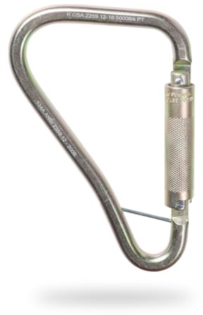 Malta Dynamics Tower Hook Steel Locking Carabiner 1PK – OSHA & ANSI Compliant Double-Locking Snap Hook for Fall Protection Systems, 5,000 lb. Breaking Strength, 3,600 lb. Gate Rating, 2.5” Opening