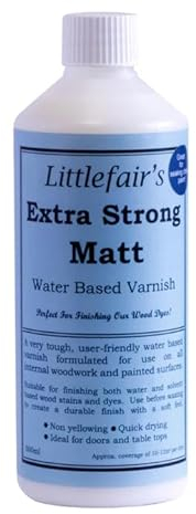 Littlefair's Varnish for Wood - 500ml, Matt - X Strong & Fast Drying Wood Varnish - Water Based Interior Polyurethane Wood Finish - Lacquer Clear Coat for Wood - Clear Coating Wood Protector