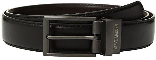 Steve Madden Reversible Men's Dress Casual Every Day Leather Belt, Black/Brown (Smooth), 42