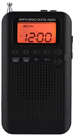 Radio Portátil, Mini FM Am Radio, con Un Altavoz Externo, Una Pantalla LCD Y Una Antena de Látigo, para Usar Exteriores E Interiores