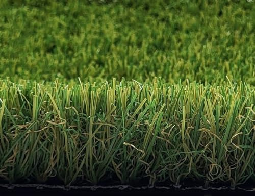 Hochwertige Kunstrasen Rasenteppich Shining für Garten - 200x150 cm - Florhöhe 38 mm - UV-Garantie 7 Jahre (DIN 53387) - Gewicht ca. 2438 gr/m²