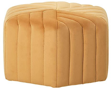 Pouf in Senfgelb aus hochwertigem Samtstoff sechseckige Form Murietta