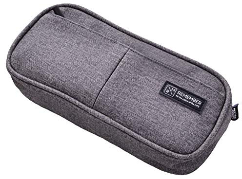 Mäppchen Reißverschluss-Bleistift-Kasten Kreative Leinwand Große Feder-Kasten des Normallack-Bleistift-Beutel Studenten Jungen-Mädchen-Nette Schule Papier- und Schreibwaren (Color : Gray)