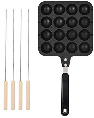 Takoyaki Nonstick Baking Pan, Japanese Cuisine Cooking Pan, Cooking Baking Mold Tray Exotic Snack Cooking, Pancake Balls & Takoyaki Maker/Nonstick Coated /, 16 Cups, with Fork