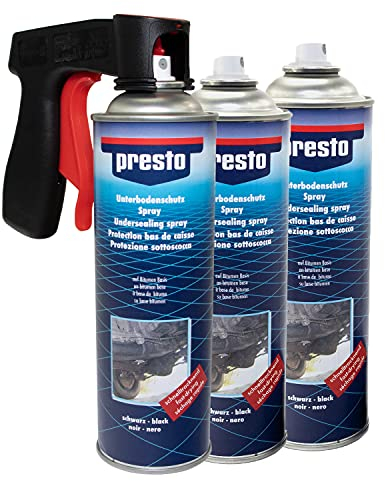 Presto Lot de 3 sprays de protection de bas de caisse avec poignée pistolet Noir 500 ml
