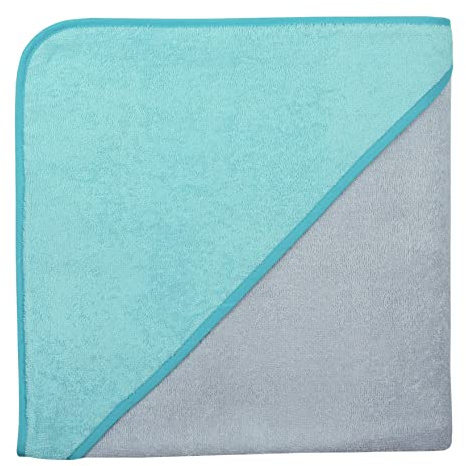 Wörner Südfrottier Kapuzenbadetuch unbestickt Uni quadratisch Frottee 80cm 100cm 140cm (140x140, Chrom/blaugrün)