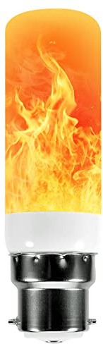 MUPOO LED Flame Effect Light Bulb,E27/E14/E12/B22 5W Flickering Light Bulbs,3 Modes Candelabra Candle Fire Light Blubs,for Christmas Home Garden Party Decoration (1PC B22)