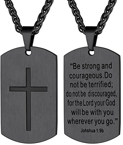 Supcare Herren Dog Tags Halskette Personalisiert Hundemarke Edelstahl Anhänger mit Gravur Militär Kruzifix Kette Religious Cross Necklace Men Erkennungsmarke Modeschmuck für Damen Männer