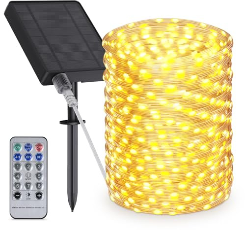 BESCOST Guirnalda Luces Exterior Solar, 24M 240 LED, 8 Modos, Impermeables, Decoración para Navidad, Fiesta, Boda, Patio, Dormitorio, Jardín, Festival, etc