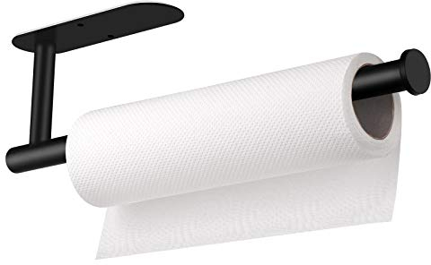 Küchenrollenhalter Schwarz, Edelstahl Wand Paper Towel Holder Klebend Ohne Bohren für Zewa Rollenhalter(Schwarz, Oval 33,4cm)