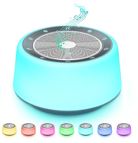 Macchina del rumore bianco, macchina del suono per dormire con 30 suoni rilassanti, luce notturna a 7 colori con 5 timer, controllo touch e luminosità regolabile, macchina del sonno per bambini