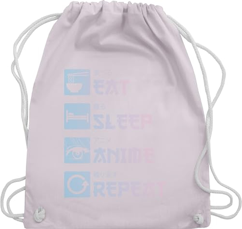 Turnbeutel Rucksack - Eat Sleep Anime Repeat - Manga - Unisize - Pastell Rosa - turnbeutel+anime geschenk+anime beutel anime+tasche beuteltasche tasche sportbeutel backpack bags bag sporttasche
