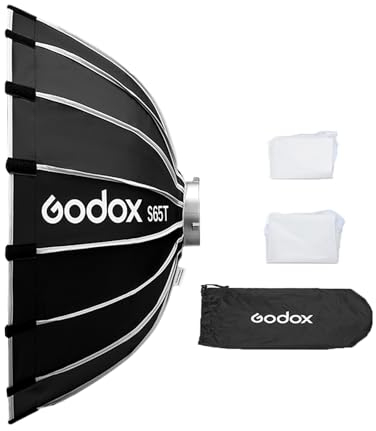 Godox S65T Softbox 65cm/25.6in Foldable Quick Release Umbrella Softbox with Standard Bowen Mount & Diffusers for Studio Portrait Photography