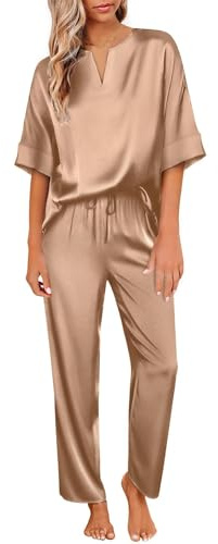 Ekouaer Satin Pajamas Women Pajamas Set Women Silk Nightwear Pjs Sets Sleepwear