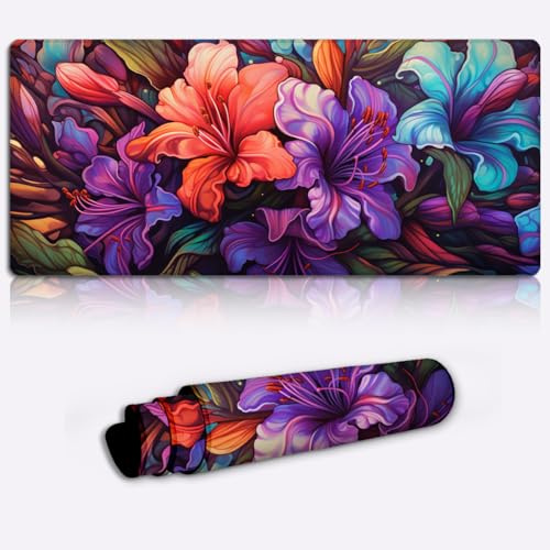 Mousemat Purple Rhododendron Gaming Mouse Pad XL Large Size (31.5 x 11.8 x 0.12 inches) Large Cloth Mousepad