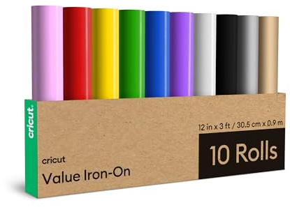 Cricut Transferfolie | 10 Rollen | 30.5cm x 91cm (12 x 3ft) | Thermotransfervinyl-Blätter | Für alle Cricut Schneidemaschinen geeignet