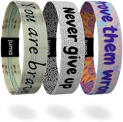 juma - glaubensband | Set Mut - Verschiedene Größen | Energie- & Motivations-Armbänder, Aus Stoff, Inspirierende Glücksbringer für Kinder, Damen, Herren (M - 17 cm, 3er Set Mut)