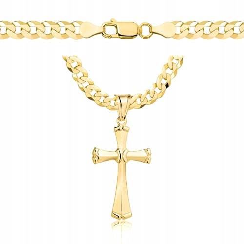 AMAR OPRAVA goldkette herren mit kreuz 585, Kette Herren 925/585 - kreuz kette herren gold 585 massiv - 5 mm, Kreuz Kette - Goldkette Kreuzkette - Halskette Herren Panzerung