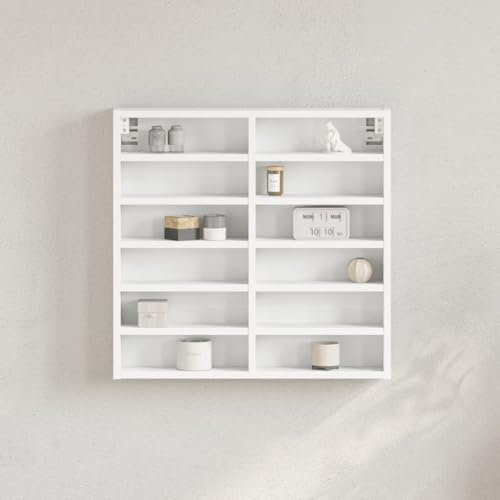 Homgoday Vitrine murale en bois - Vitrine murale - Étagère murale - Vitrine murale - Vitrine pour salon, chambre à coucher - Blanc - 60 x 8,5 x 58 cm - Matériau dérivé du bois